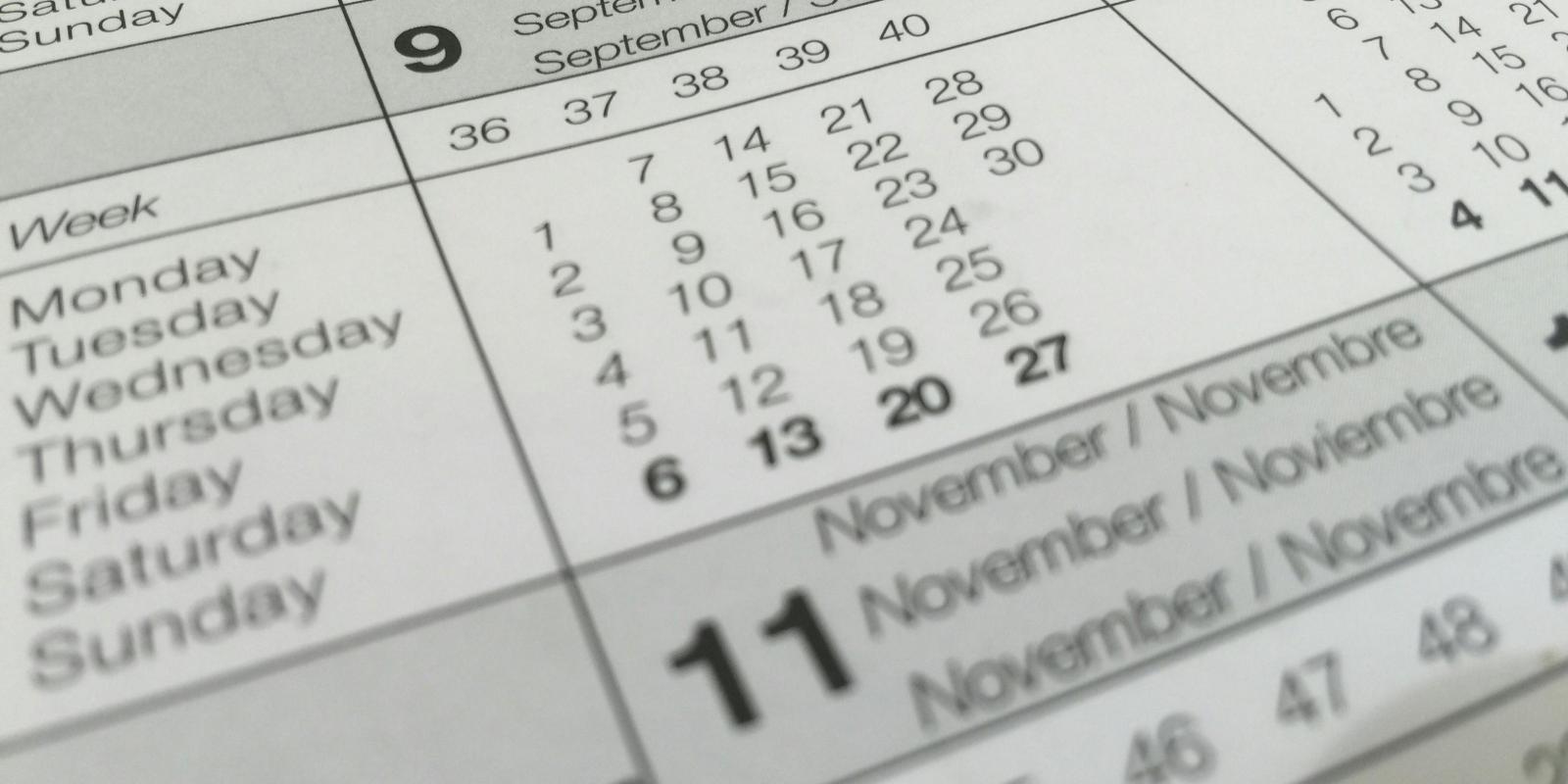 Foto af kalender