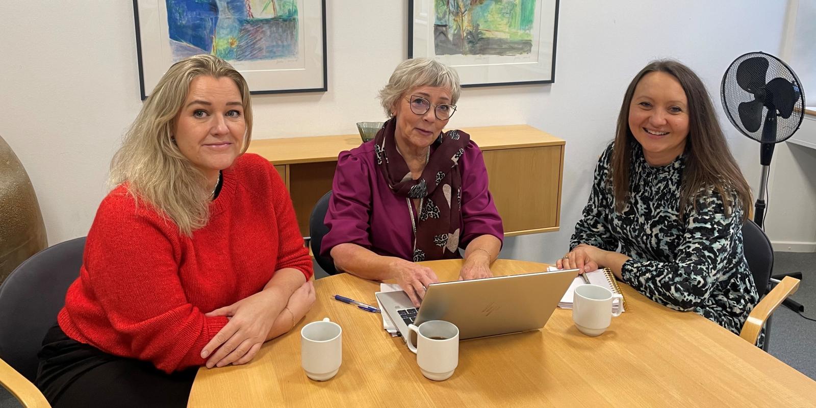 Tre medarbejdere der samarbejder i Sammen om Job